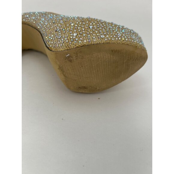 Eye Candie Women's Size 8 Gold Rhinestone Platform Stiletto ‎ Glam Party Pumps - Picture 12 of 16